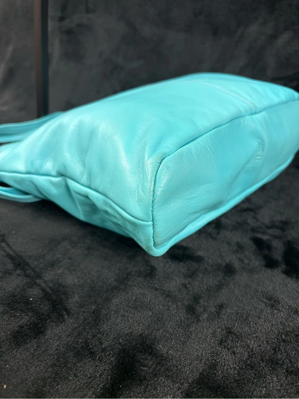 Vintage Toni Genuine Leather Turquoise Shoulder Tote Bag Y2K Aqua